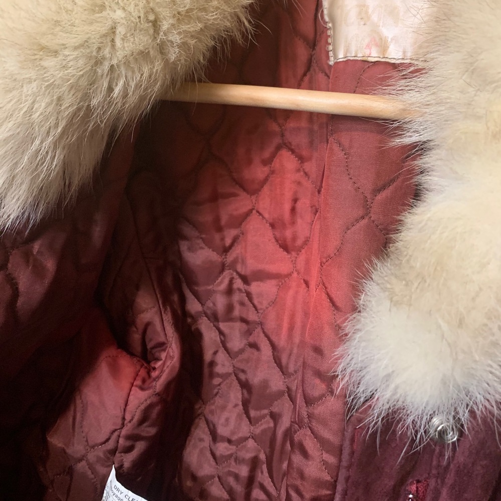 *sale!* VINTAGE Fur collar Suede bomber jacket - Picture 4 of 7